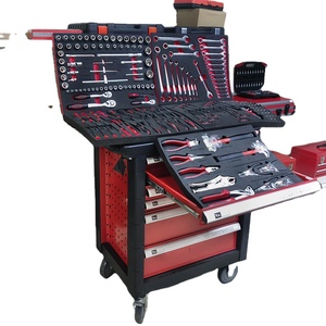 车库工具收纳器滚动工具车7个抽屉车间储物拉杆柜红色 - Product Image 1