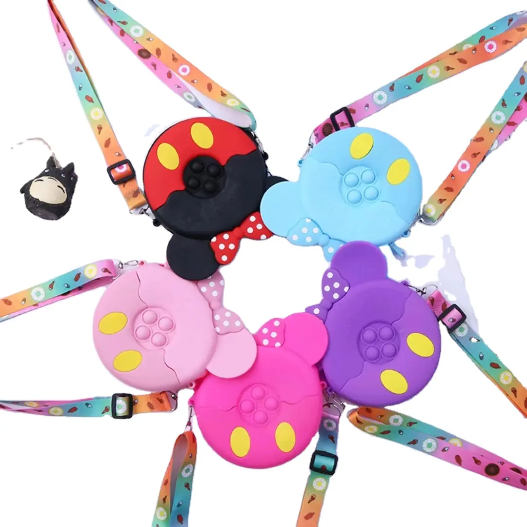 Kids Cartoon Mickey Fidget Chain Bag Poppet Bubble Toy Bag Messenger Bag