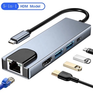 5in1 USB <strong>Type</strong> C Gigabit Adapter with 2 Port PD Hub Networt Ethernet RJ45 Lan for 10/100Mbps Wired <strong>Computer</strong> Accessory - Product Image 3