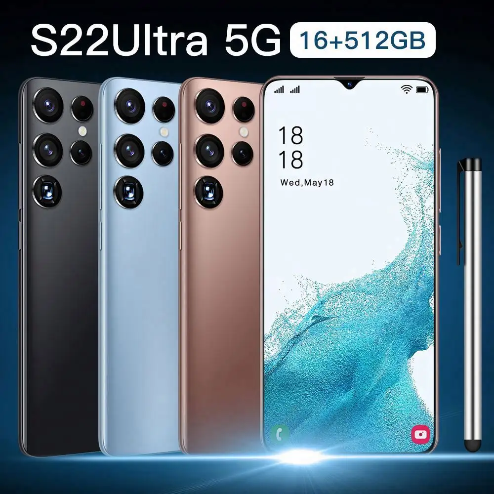 S22 Ultra ponsel pintar 7.2 inci 5g, ponsel pintar Android layar 512 inci 16gb + gb 24mp + 48mp