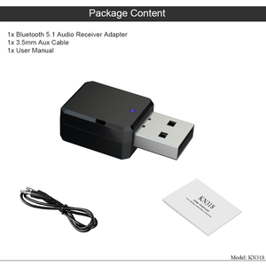 HG Bluetooth-Compatible 5.1 Receiver KN318 USB AUX Dual <strong>Output</strong> Support Handsfree Calling Stereo USB Interface <strong>Audio</strong> Receiver - Product Image 5