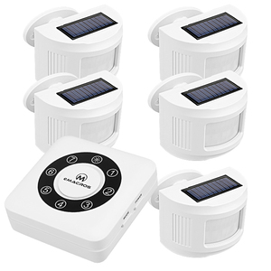 Sistema de alarma de Casa inalámbrico inteligente, Kit de alarma solar de 7 zonas, 1/2 millas, blanco, 1 receptor y 5 sensores - Product Image 1
