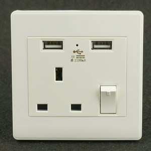 Enchufe USB británico con botón de Control, enchufe único del Reino Unido y doble toma USB, enchufe de pared de 3 pines 2 toma USB con botón de Control - Product Image 1