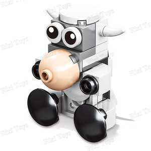 319 10 in 1 karikatür küçük parçacık ekleme meclisi penguen köpek karga horoz inek hayvan modeli oyuncak çocuklar için yapı taşları setleri - Product Image 3