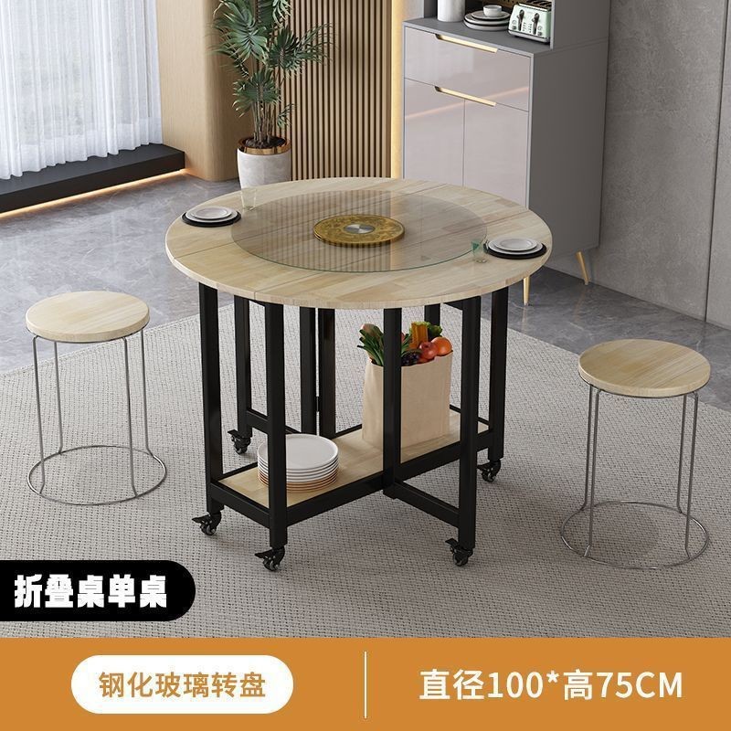 100mm oak round table with turntable (glass diameter 60mm)