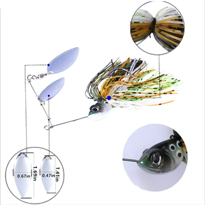 Topright Rj102 10G 14G Đôi Lưỡi Spinnerbaits Bass Câu Cá Lure <span class=keywords><strong>Spinner</strong></span> Bait Kim Loại Muỗng Mồi Cho Bass Pesca - Product Image 5
