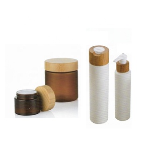 5ml 10ml 20ml 30ml 50ml 100ml真新しい自然環境に優しい竹カバー化粧品フェイスクリームジャー、つや消しエアポンプフリーボトル