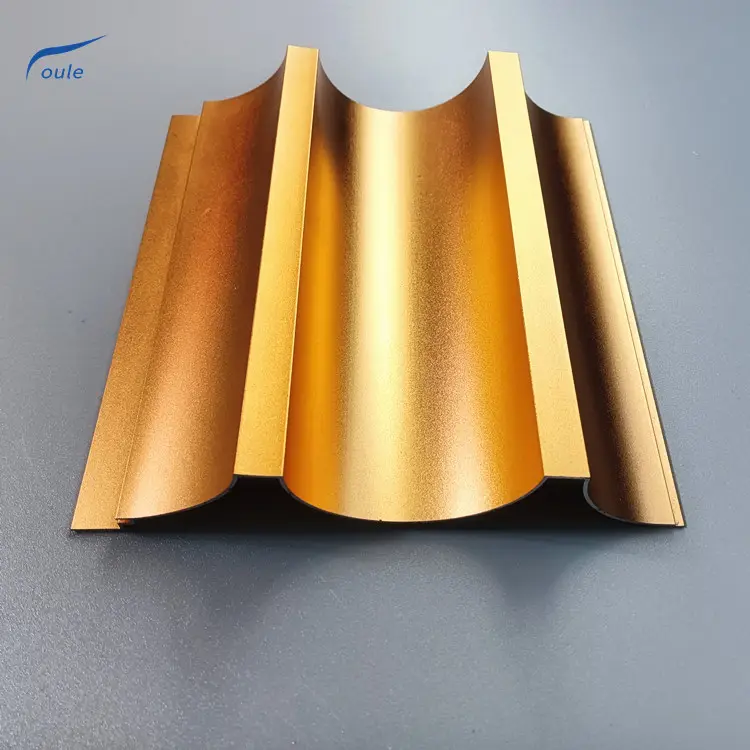 Panel de pared de arco de metal dorado para exteriores, panel compuesto de aluminio, 3d