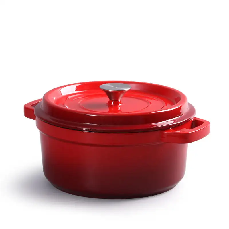 2023 Hot Sale Enamel Cast Iron Non-Stick Soup Pot Household Thickened Double Ear Stockpot Gas Stove Induction Cooker Universal