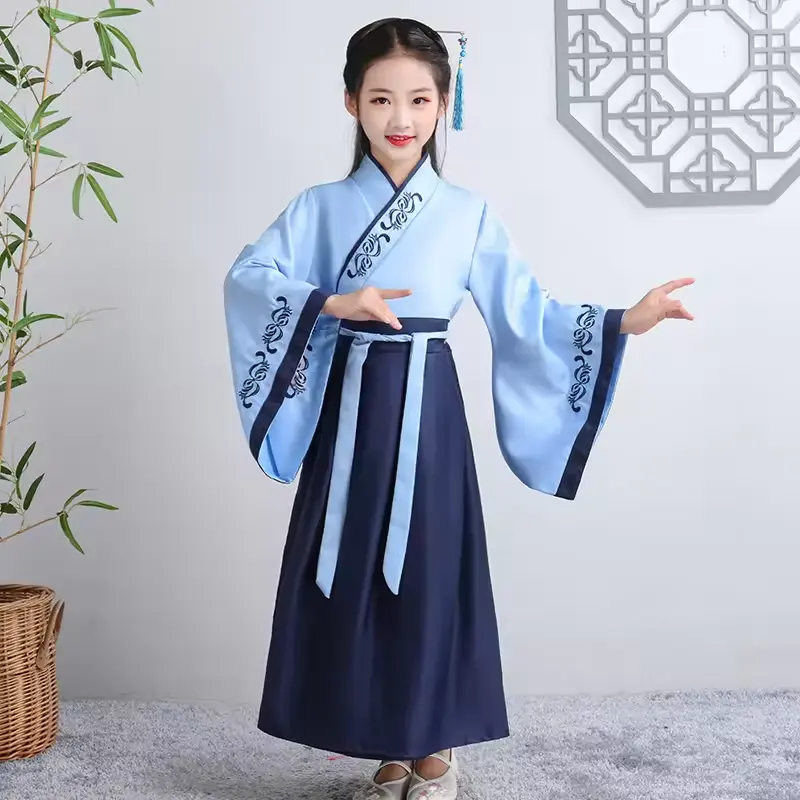 Roupa de palco estilo chinês, fantasia de performance de três personagens, fantasia infantil Hanfu, clássico chinês