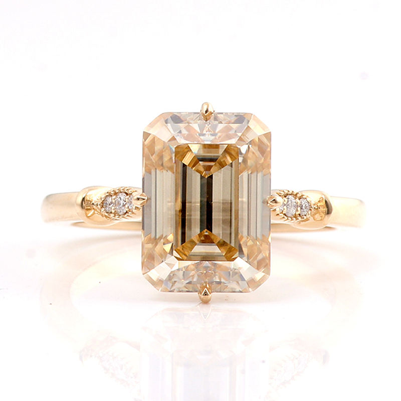 Bague moissanite en or massif 18 carats véritable