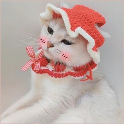 Red and white hat