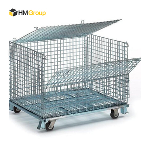 Gran oferta, transporte logístico, almacén móvil portátil, fábrica de acero, contenedores de malla de alambre directos con ruedas - Product Image 1