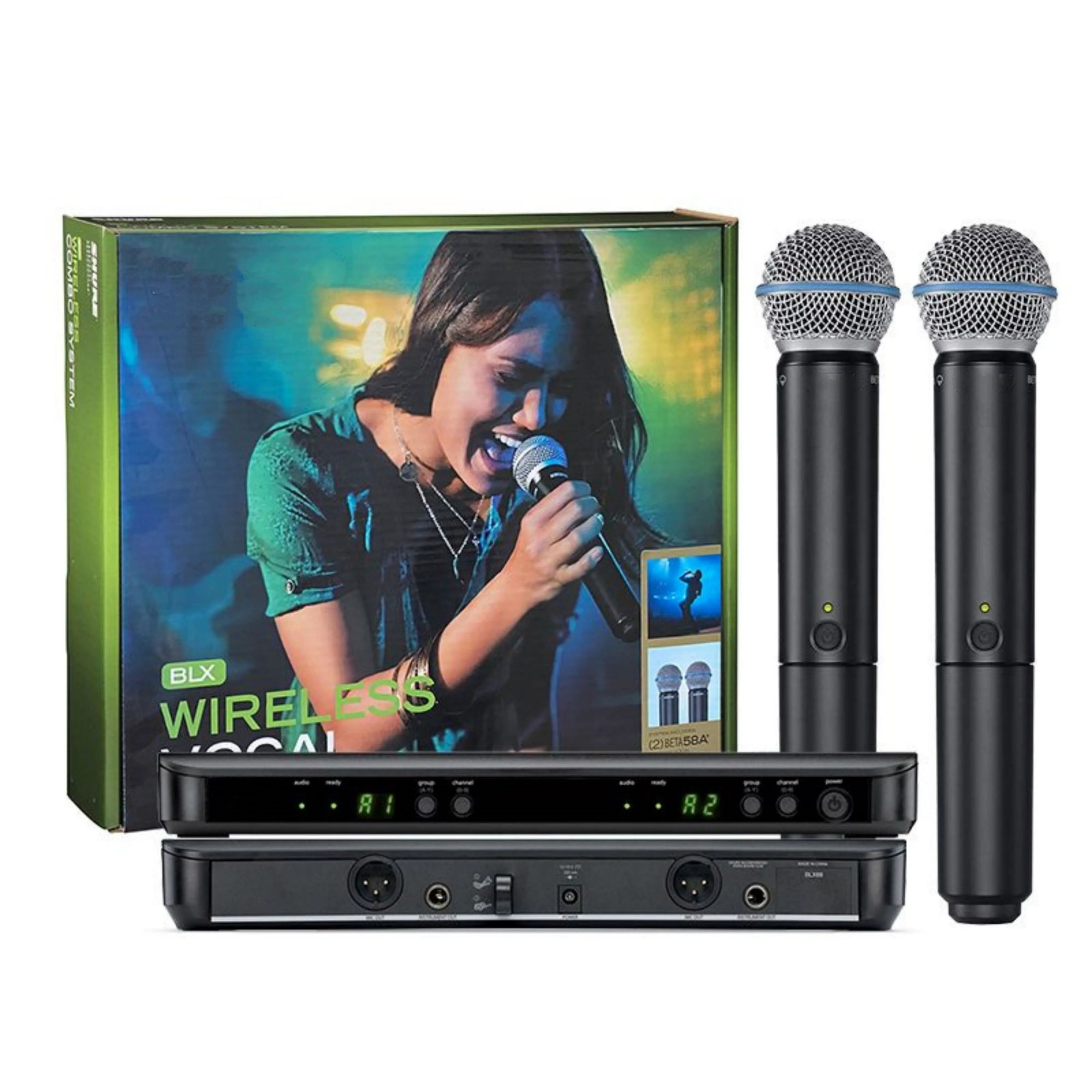 Hoge Kwaliteit Yhs Blx288 Dual Channel Draadloze Microfoon Dual Handheld Wireless Pg58/Beta58a Microfoon Digitaal Vocaal Systeem