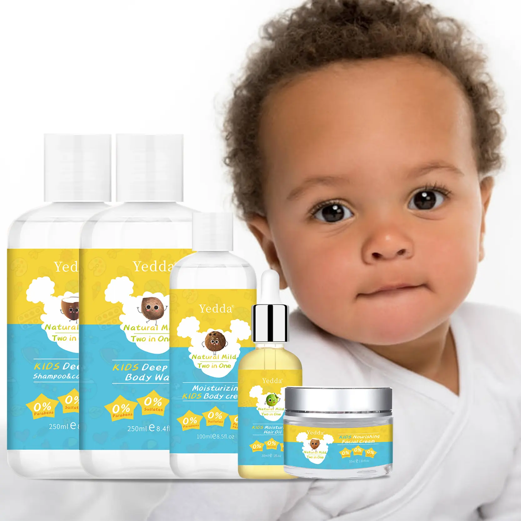 Productos para el cuidado del cabello afro para niños, champú de pelo natural 2 en 1 con logotipo personalizado para cabello negro rizado para niños