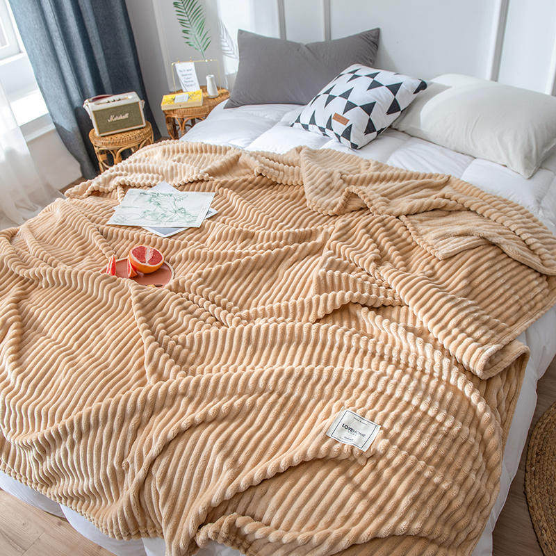 single-layer magic fleece blanket-khaki camel