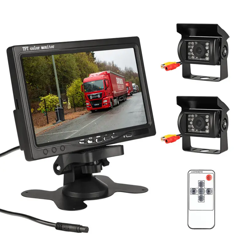 7 Inch Bedraad Auto Monitor Tft Lcd Achteruitrijcamera Twee Track Achteruitrijcamera Monitor Voor Truck Bus Parking Rear view Systeem