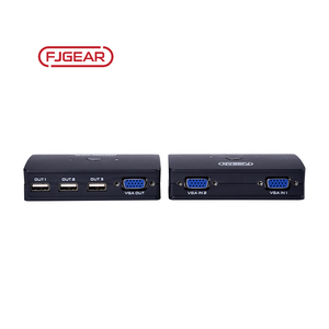 FJGEAR Plug and Play 1920*1440 resolución Manual 2 puertos 2 entradas 1 salida VGA interruptor KVM con control remoto de escritorio