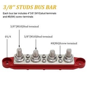 48V <strong>250A</strong> Copper-Nickel <strong>Busbar</strong> - 4xM10 Post &amp; 6xM4 Screw Terminal Block for Power Distribution - Product Image 5
