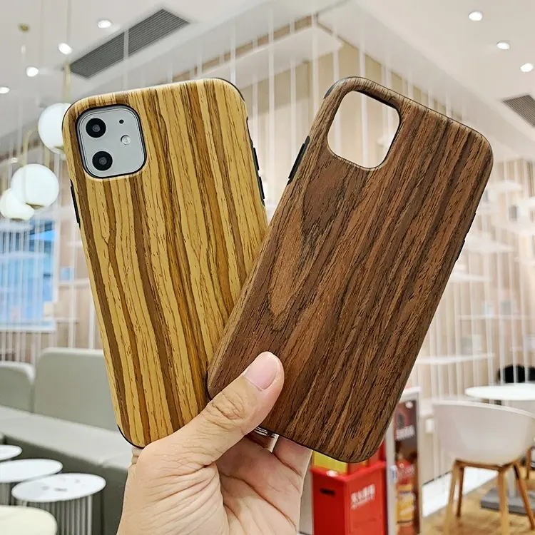 木製の電話ケース木目調シリカゲルカバーiPhoneSumsang用の柔らかい無垢材の保護ケース