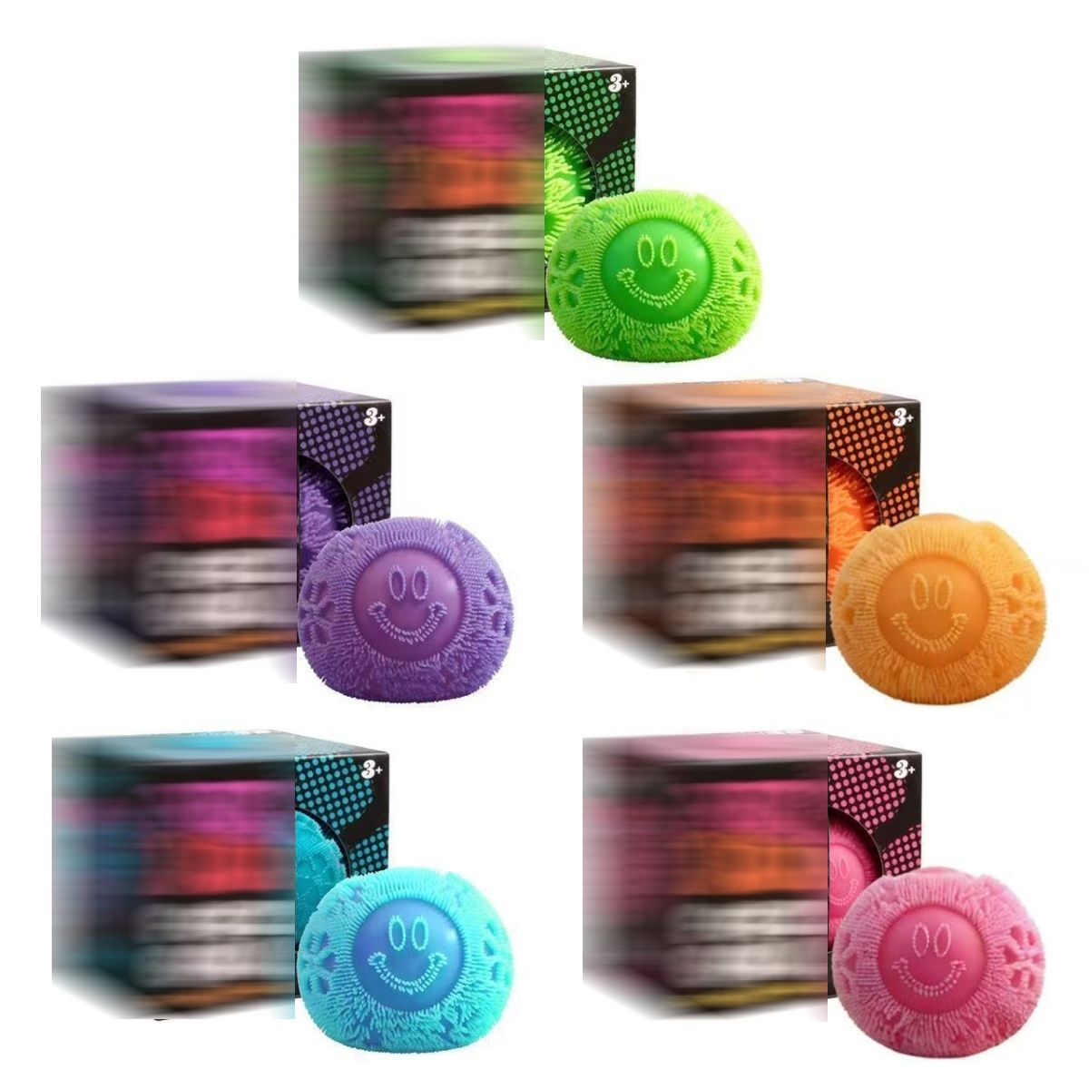 Balle anti-stress pelucheuse, jouet à presser doux