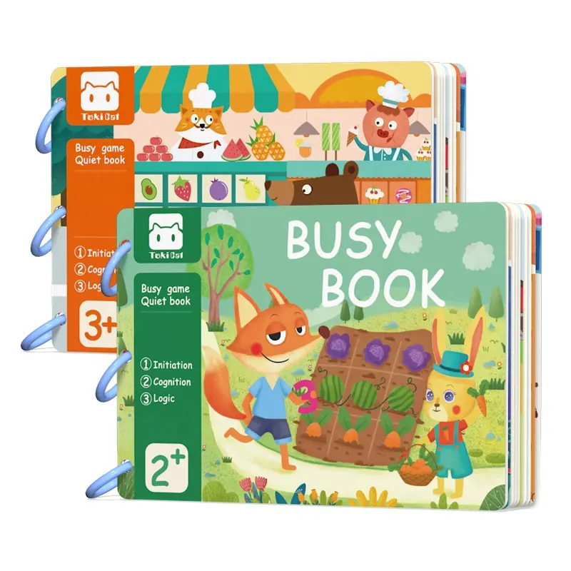 Bambini Montessori prescolare occupato libro adesivi apprendimento sensoriale fattoria degli animali libro di attività educative per i più piccoli