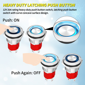 19mm Waterproof Metal LED <strong>Push</strong> <strong>Button</strong> <strong>Switch</strong> 4Pin Latching ON/OFF for Car Marine Lighting Featuring 1NO1NC <strong>Switch</strong> Combination - Product Image 6