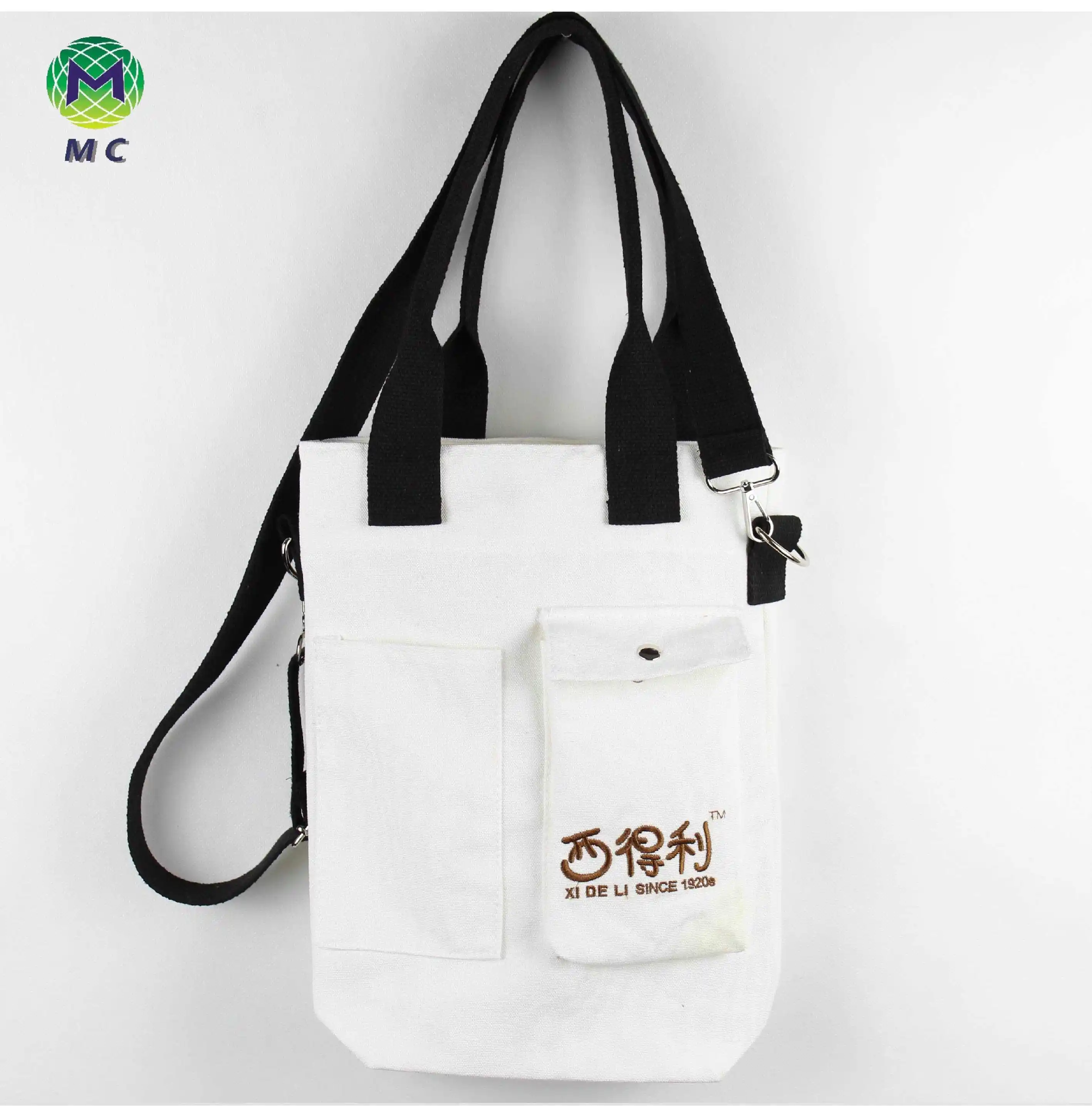 Promotion Carry Long Handle Customer Design Einkaufstasche aus 100% Baumwolle mit Logo