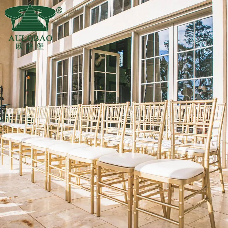 Salón de banquetes de metal de hierro, sillas de boda Tiffany Chiavari usadas a la venta