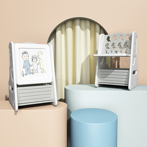 Koştu 2-6Y bebek bulmaca çizim kurulu yazı tahtası bebek ev kullanımı için sandalye ile çok fonksiyonlu kitaplık standı eğitici oyuncaklar - Product Image 5