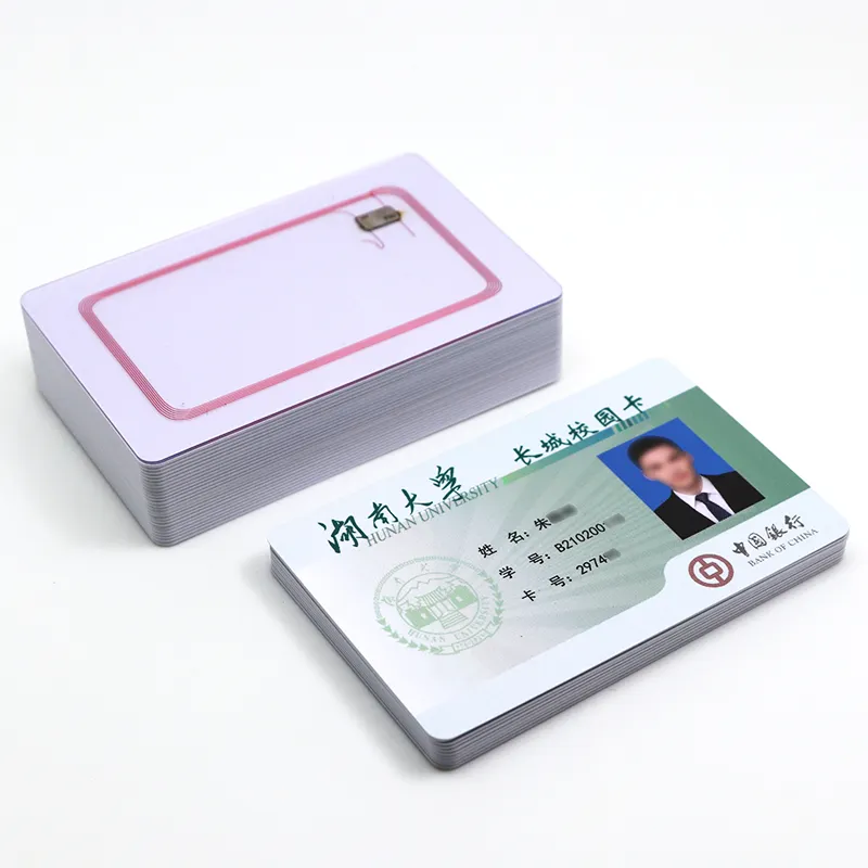 Nome personalizado foto código de barras rfid nfc inteligente chip branco printable cartões de id de plástico