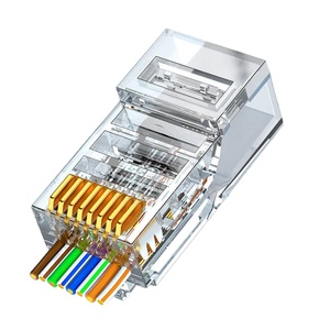 ตัวเชื่อมต่อ RJ45 Cat5e Cat6ผ่านปลั๊กโมดูลาร์แบบหนีบสำหรับสายเคเบิลเครือข่ายที่มั่นคง - Product Image 1