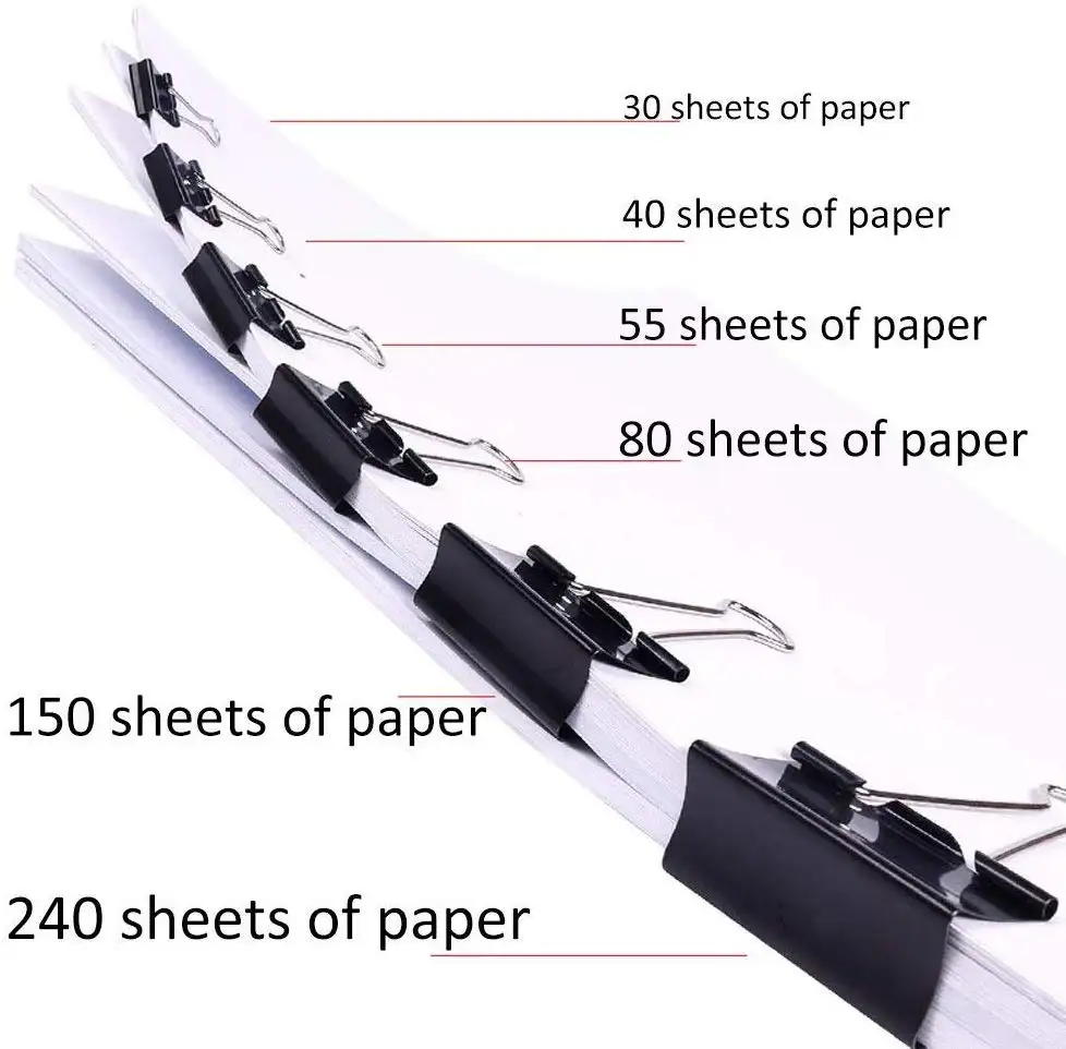 Raccoglitore nero graffette per ufficio e casa metallo piatto artigianato grandi morsetti di carta per l'organizzazione della carta