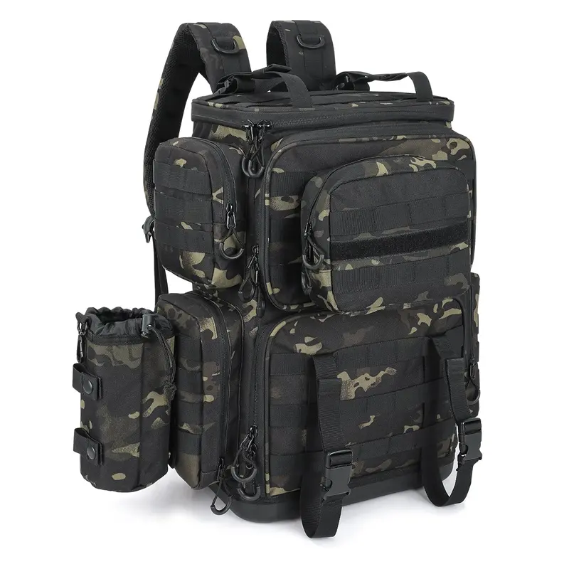 Sac de matériel de pêche en tissu camouflage personnalisé boîte de matériel de pêche sac de rangement sac à dos grand sac de matériel de pêche