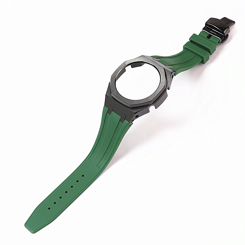 Coque noire + bracelet en silicone vert