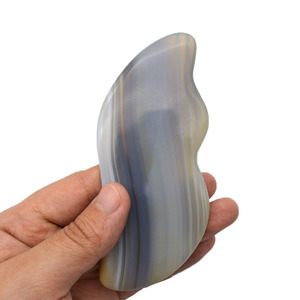 ที่กำหนดเอง Gua Sha ขูดเครื่องมือนวดสีเทาอาเกต Guasha หยกเพื่อความงาม - Product Image 6