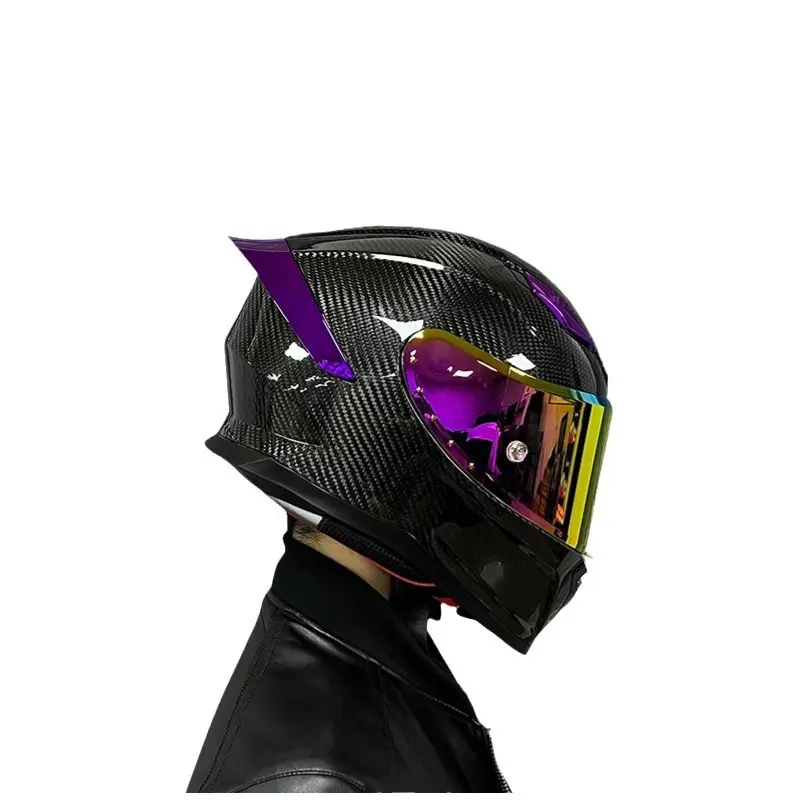 [Werkversand] Vollgesichtshelm aus Kohlefaser, ultraleicht, universeller Renn-Motorrad-Helm für alle Jahreszeiten