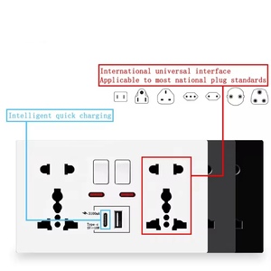 带13A双快速充电的通用壁式插座，开关控制，1A1C 5V USB端口，18W C型快速充电 - Product Image 4