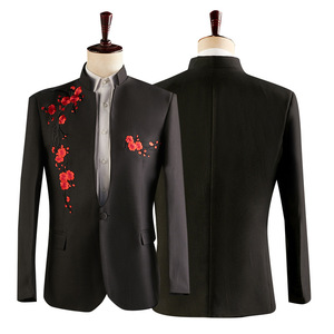Último diseño abrigo pantalón China Ethic ropa para hombre traje bordado chino Stand-Up <span class=keywords><strong>Collar</strong></span> túnica traje hombres trajes chinos