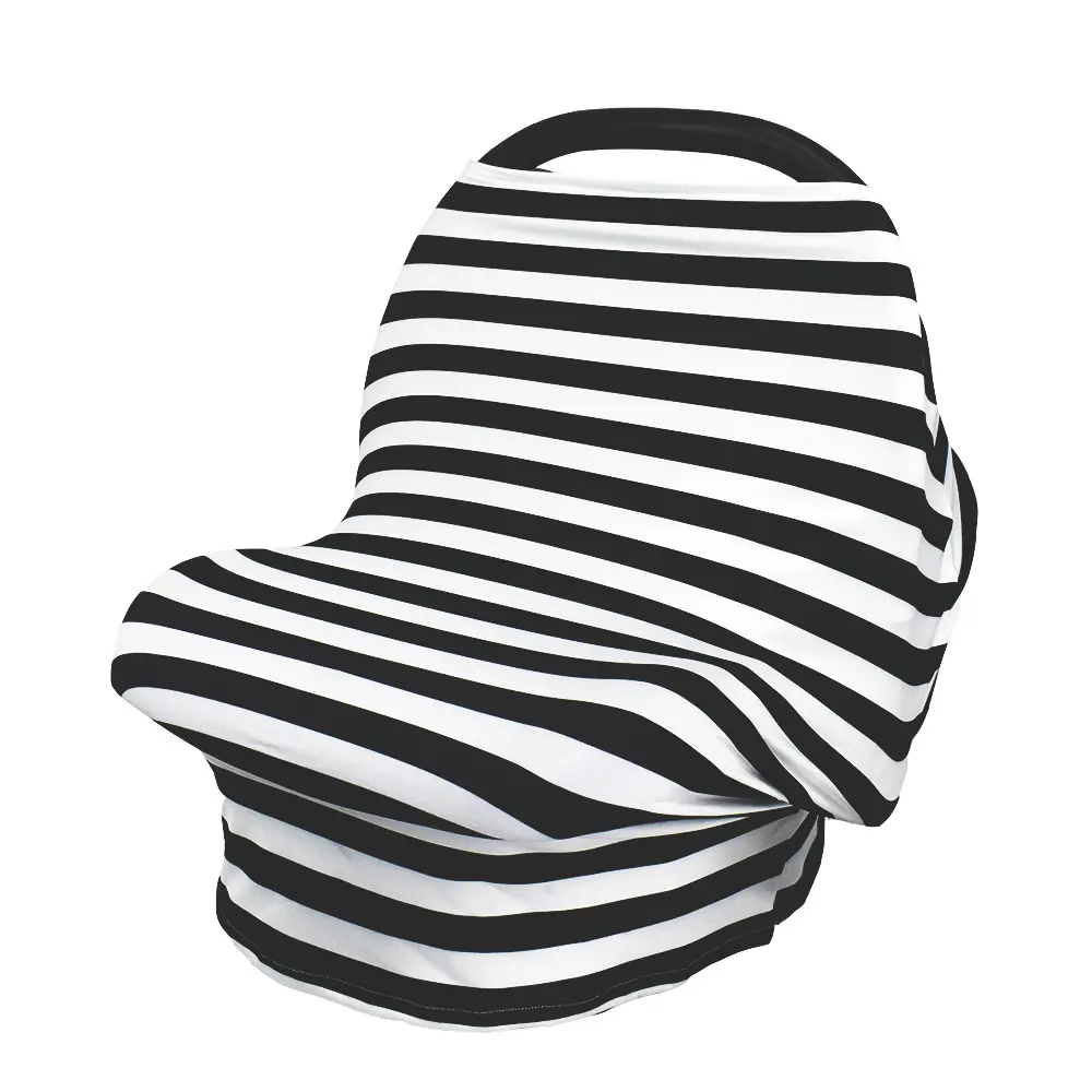 Çok kullanımlı hemşirelik emzirme erkek kızlar için klasik siyah ve beyaz çizgili bebek araba koltuğu kapak gölgelik kapakları