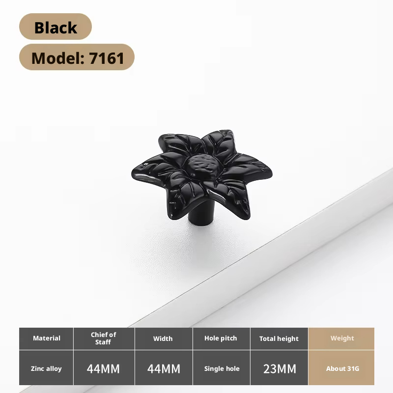 7161-Hexagonal leaves Black
