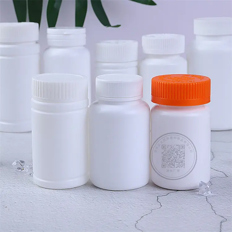 Cápsula de plástico HDPE de grado alimenticio, botella de medicina con tapa de tornillo, logotipo del cliente