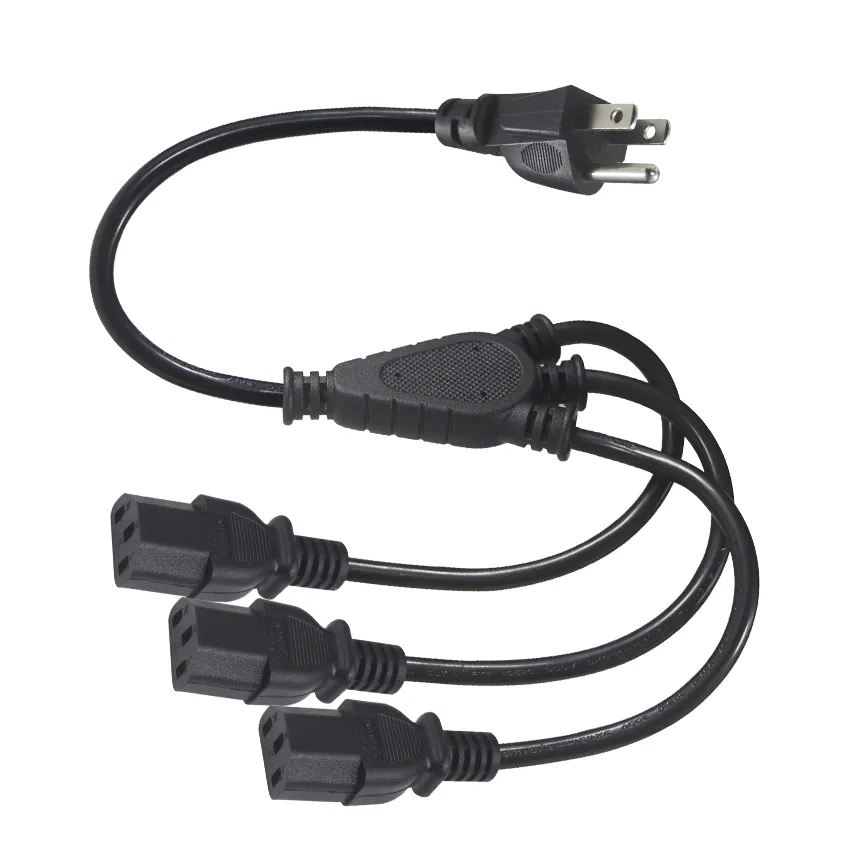 Replacement 3で1 NEMA-5-15P Iec320-C13 iec Female 90 Degree MaleケトルC13 US 3 Outlet Power Splitter Cord