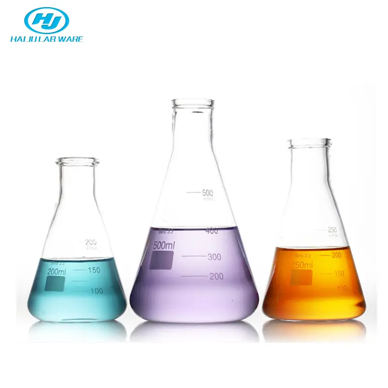 HAIJU LAB-frasco cónico de vidrio de borosilicato de 5ml-10L, frasco Triangular, erleneyer, venta al por mayor