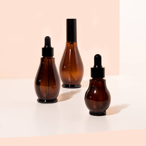 ฟรีตัวอย่าง 10ml 20ml 30ml 50ml 100ml Amber Shade gourd รูปร่างแก้วขวดน้ํามันหอมระเหยเซรั่มขวดหยดพร้อมหยด - Product Image 1