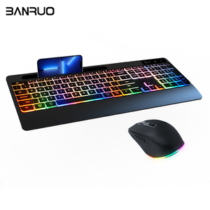 COUSO, gran oferta, teclado y ratón inalámbricos recargables con Bluetooth, 2,4G, retroiluminación de teclado y ratón RGB para PC - Product Image 1