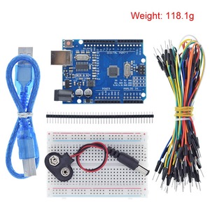 TZT Starter Kit für Arduino für Uno R3-Bündel mit 5 Artikeln: Uno R3, Bread board, Überbrückung kabel, USB-Kabel und 9-V-Batterieanschluss