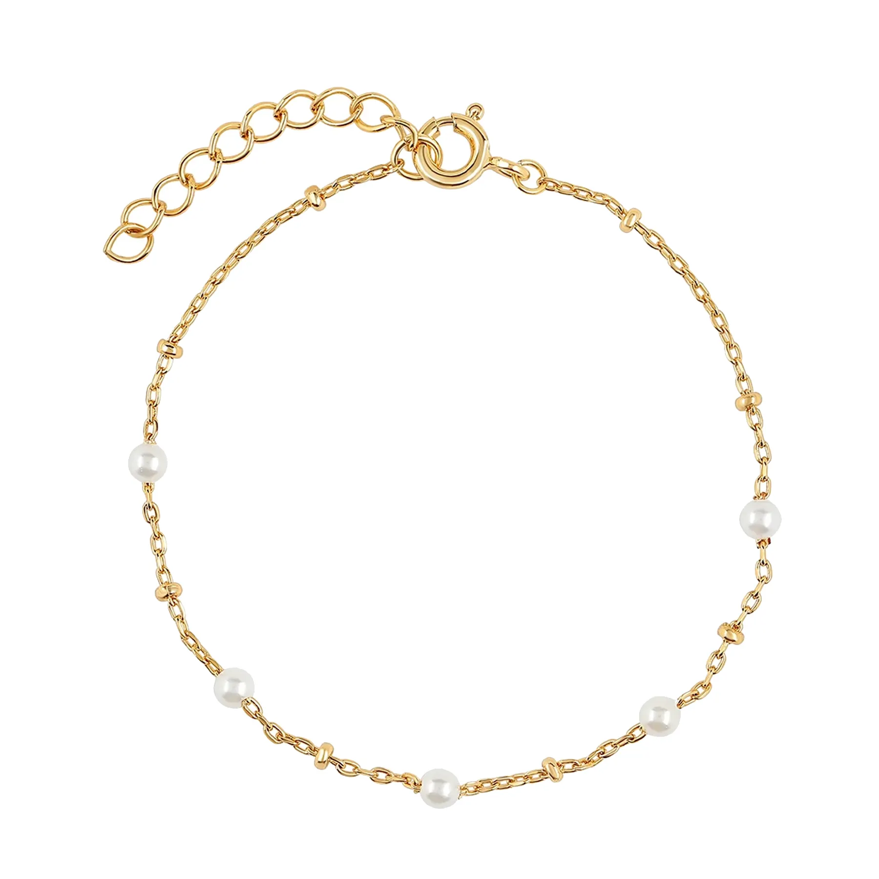 Pulsera de plata hecha a mano, pulsera de cadena de bolas de perlas de diseñador, pulseras de oro para niñas