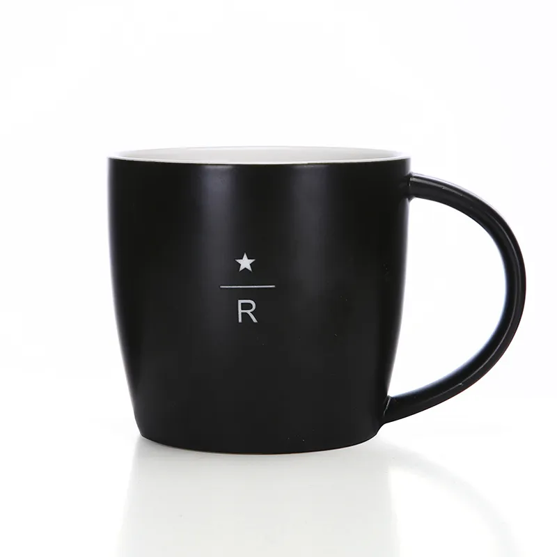 8Oz 12Oz 14Oz 16Oz Zwart Matte Mok Grote Capaciteit Lasergravure Keramische Water Cup Creatieve Koffie cup Logo Maatwerk