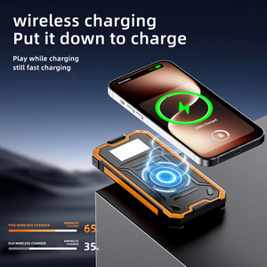 便携式10000毫安太阳能充电器电源组USB C输入/输出双手电筒野营外部电池组无线充电器 - Product Image 4